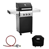 TAINO BLACK 2+1 Gasgrill-Set Abdeckhaube Gasdruckminderer 2 Brenner Grillwagen