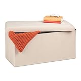 Relaxdays Sitzbank mit Stauraum, Samtbezug, 80 L, Flur, Wohnzimmer, gepolsterte...