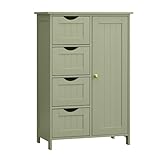 VASAGLE Badezimmerschrank, schmaler Badschrank, Beistellschrank, Kommode, mit 4...
