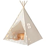 Tiny Land Tipi Zelt für Kinder, Drinnen und Draussen Spielzelt Mit Gepolsterter...