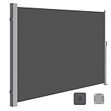 SONGMICS Seitenmarkise mit Stahl-Kasten, rostbeständig, ausziehbar, 160 x 450...