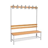 furni24 Umkleidesitzbank mit Stahlrahmen, Garderobenbank Sportraum Bank für...