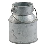 Deko Milchtopf Kanne mit Griff in Zink-Optik grau wasserdicht Vase Kerzenhalter...