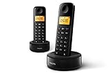 Philips Schnurloses Telefon D1602B/01 Duo - DECT Telefon 2 Stück - Haustelefon...