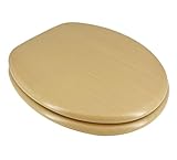 ADOB Toilettensitz Buche mit Holzkern und messingverchromten Scharnieren - Beige