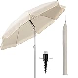 Menz Sonnenschirm Strand Ø 180 cm, 3er Set - Strandschirm windfest stabil,...