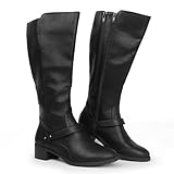 Hawkwell Damen-Reitstiefel mit breiter Wade und doppeltem Reißverschluss,...
