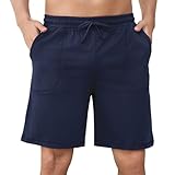 Aseniza Herren Schlafanzughose Kurz Baumwolle Pyjamahose Loungehose Schlafshorts...
