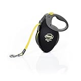 flexi® Giant S/M Gurt 8 m schwarz, neon-gelber Gurt, Roll-Leine für Hunde bis...