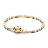 PANDORA Moments Schlangen-Gliederarmband mit Herz-Verschluss aus Sterling Silber...