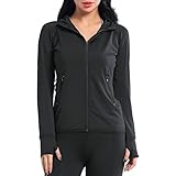 AMZSPORT Damen Laufjacke Sportjacke Langarm Kapuzenjacke Sweatjacke für Yoga...