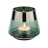 Fink Teelichthalter Ø 15 cm aus Glas türkis großes Windlicht mit silbernem...
