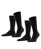 FALKE Herren Socken Happy 2-Pack M SO Baumwolle einfarbig 2 Paar, Schwarz (Black...