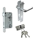 BKS Zimmertür/Wohnungstür/Badezimmer Komplett Set, inclusive Aluminium Schild...