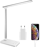 Qualore Schreibtischlampe, LED Tischlampe Dimmbar mit 5 Helligkeitsstufen 5...