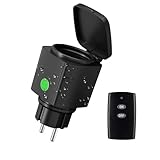 HBN Funksteckdose Aussen IP44 Wasserdicht - 1x Steckdose + 1x Fernbedienung,...