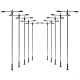 Set mit 10 verstellbaren LED-Doppel-Peitschenlampen für H0 00 für Straßen, maximale Höhe von 104 mm, mit Serienwiderstandskompatibilität