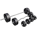 GORILLA SPORTS® Hantelset - 100kg, Langhantelstange 170cm, SZ Curlstange 120cm,...