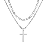 AFSTALR Kreuz Kette Herren Kreuzkette Edelstahl Layered Kreuz Kette Kubanische...
