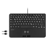 Perixx PERIBOARD-526 DE, kabelgebundene Mini-USB-Tastatur mit Trackball - X-Typ...