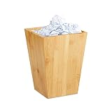Relaxdays Papierkorb Bambus, eckig, 6 l, ohne Deckel, für Büro, Kinderzimmer,...