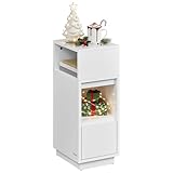 VASAGLE Nachttisch, schmal, Beistelltisch mit 2 Schubladen, offenes Fach nach...