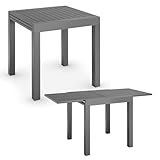 Juskys Gartentisch Laki 70x70 cm ausziehbar - Aluminium Esstisch zum Ausziehen -...