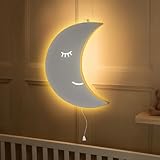 Marco Paul Modernes LED-Nachtlicht aus Holz, Mond, Weiß, batteriebetrieben,...