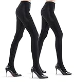 2 Pairs Ultra Opaque Tights for Women - 80D Microfiber Control Top Pantyhose...