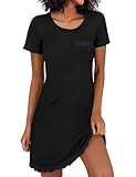 Demegimi Nachthemd Damen Schlafshirt Baumwolle Sexy Spitze Negligee Sleepshirt...