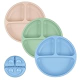 Vicloon Baby Teller, 3Pcs Silikon Rutschfester Baby Tischset, Saugnapfschale...