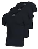 Comfneat Herren 3-Pack Elastisch T-Shirts V-Ausschnitt Baumwolle Elasthan...