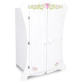 Puppenschrank aus Holz 355, Weiß mit Blumenmuster, 70 cm Höhe, 2 Türen,...