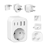 JSVER Reiseadapter Weltweit Set,Internationaler Reisestecker Adapter mit USB C,...