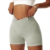 Vertvie Damen Gym Shorts V Cross Stretch Push Up Yoga Shorts Booty Scrunch...