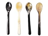 4 Stück Horn Eierlöffel gerade lebhaft gemasert 1A Qualität = 12 cm Laffe 25...