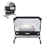 Mobiclinic®, 3-in-1-Babybett, Night, Beistellbett, Höhenverstellbar, Matratze,...