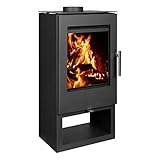 7 kW Kaminofen EWO X100 - Holzofen mit Holzfach - Kleiner Kamin für behagliche...