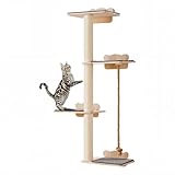 VEVOR Katzenbaum 125 cm, 4-stöckiger Katzenregalbaum, Katzenwandmöbel-Set mit...