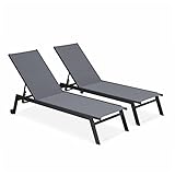 Alice's Garden - Set mit 2 ELSA Sonnenliegen aus grauem Aluminium und...