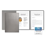 3 Stück 3-teilige Bewerbungsmappen Grau mit 2 Klemmschienen in feinster...