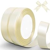 Bontiady Satinband Crem 20mm, 44m Geschenkband breit, Schleifenband, Stoffband...