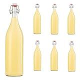 hocz 6x leere Bügelflaschen 1 Liter zum Befüllen Weiß - große Flaschen mit...