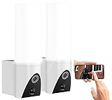 VisorTech Aussenlampe mit Kamera: 2er-Set LED-Außenwandleuchte &...