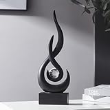 FJSPERM Schwarz Dekor Moderne Flamme Skulptur Dekorationen für Wohnzimmer, Harz...