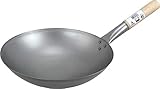 JADE TEMPLE Wok aus Carbonstahl mit 30 cm Durchmesser, mit rundem Holzgriff,...