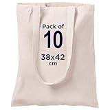 CENTRIX 100% natürlicher Baumwolle Einkaufstaschen 10er Pack, 15 x 16 Zoll, 27...
