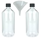 mikken 2 x Laborflasche 1000 ml aus transparentem Kunststoff (PET),...