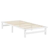 Homestyle4u Holzbett 90x200 Weiß Palettenbett Bettgestell mit Lattenrost Bett...