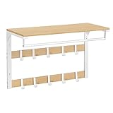 VASAGLE Wandgarderobe, mit Ablage, Wandregal mit 10 abnehmbaren Haken,...